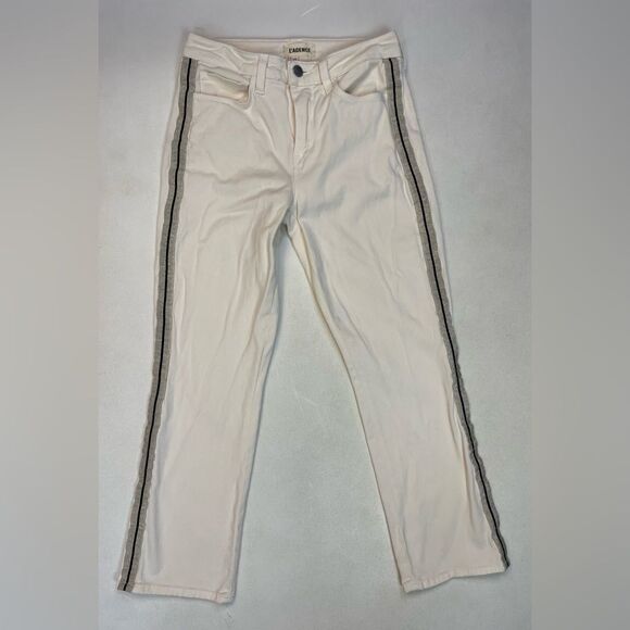 L’agence Nadia Side Tape High Waist Crop Denim Jeans Women Size 25 Vintage White - Picture 1 of 9